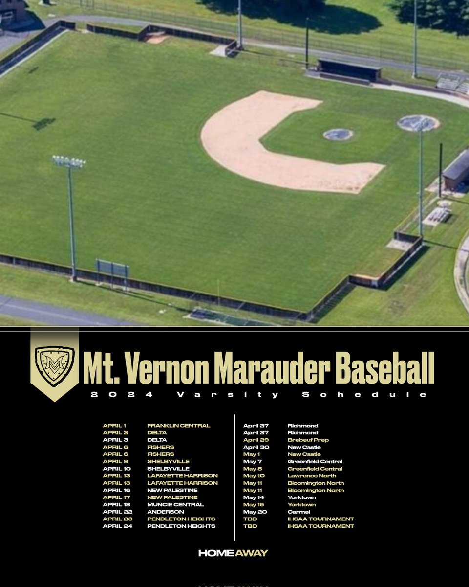 Varsity Baseball schedule update. We've added a DH vs. Richmond on April 27