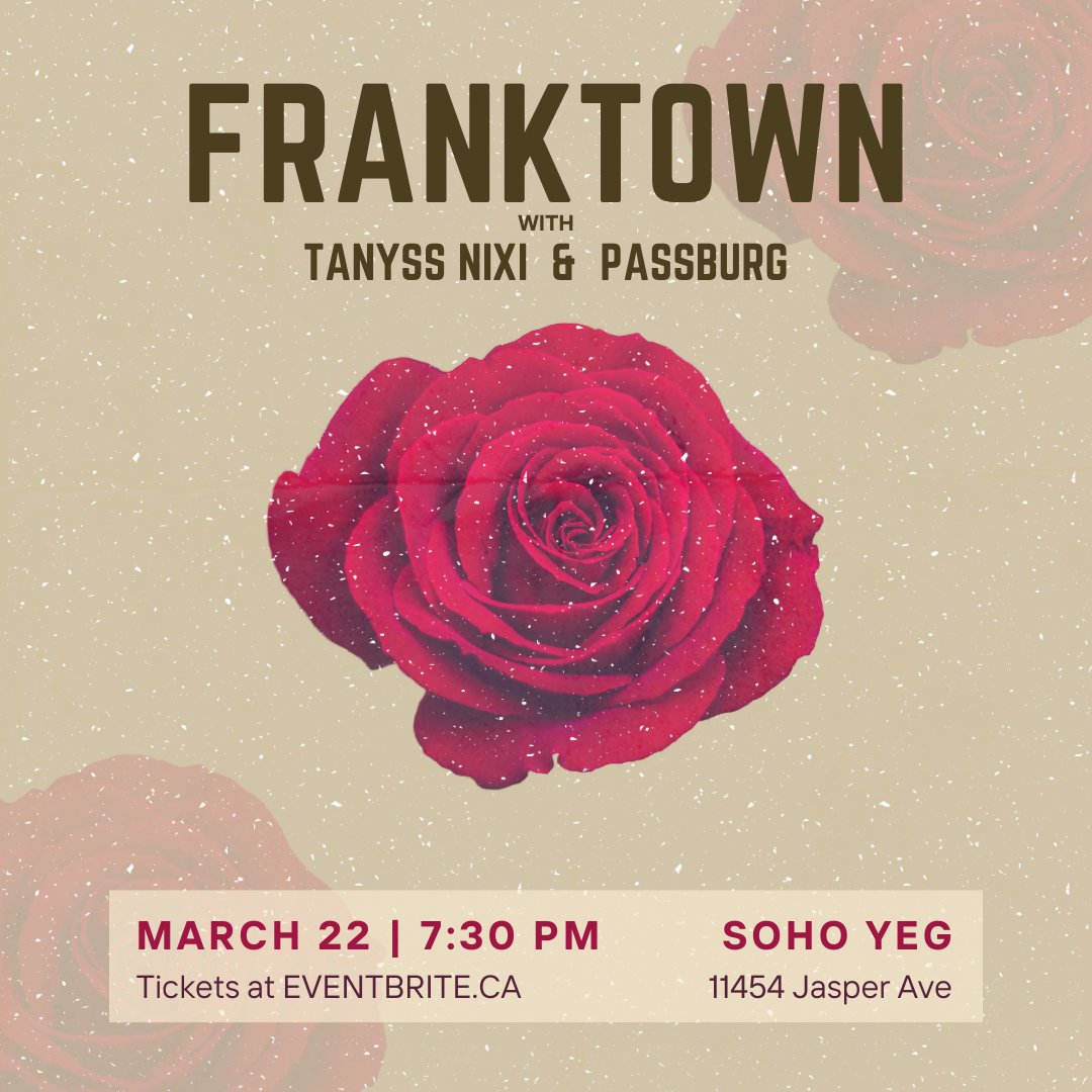 Join us this Friday, Mar 22 to see some great local country roots acts Franktown, @tnixi of Wheat Halo, and @PassburgMusic . Tickets on sale now at Eventbrite, or the Soho website @AlbertaMusic franktown.bandcamp.com/album/ease-of-…