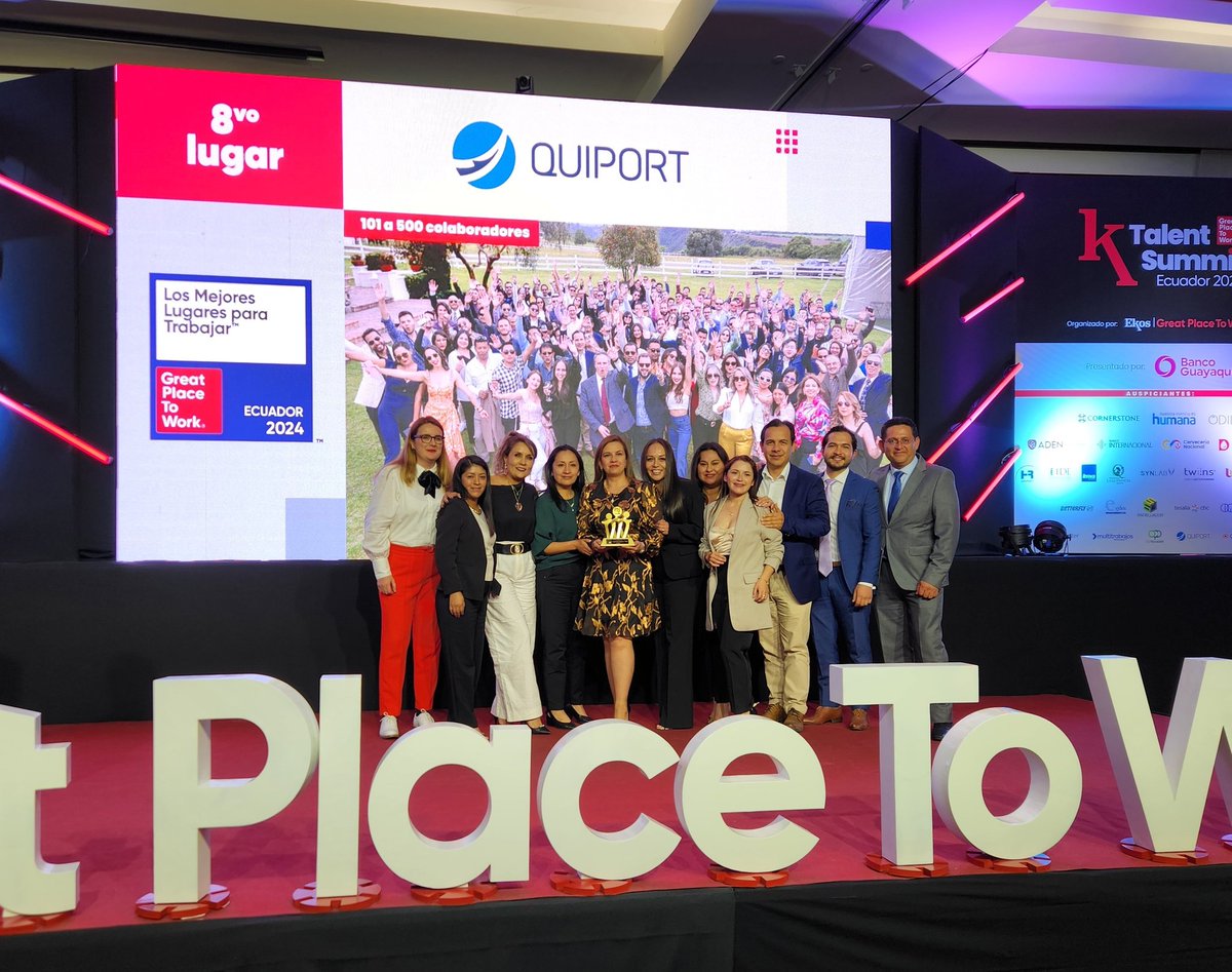 🏆✨ ¡Orgullo y gratitud desde #Quiport! Nos llena de alegría ser reconocidos por segundo año consecutivo como uno de los 15 mejores lugares para trabajar en Ecuador por Great Place to Work, ahora ocupando el puesto 8. Este logro refleja nuestro compromiso continuo con el…