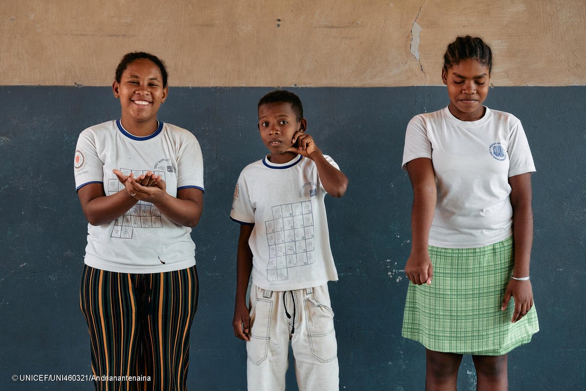 For children with hearing disabilities, sign language supports them in their linguistic, cognitive & social-emotional development. When we met these children in an educational facility in Madagascar, these were the messages they shared. See the alt text to read their messages.