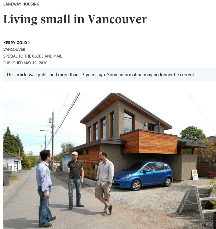 15 years ago, today, we incorporated Lanefab. 

This was in the midst of the '08/09' financial crisis, and with the hope that in the following 6 months the city would adopt laneway house zoning reforms, thereby creating a whole new housing industry.   

(they did)

Cheers!