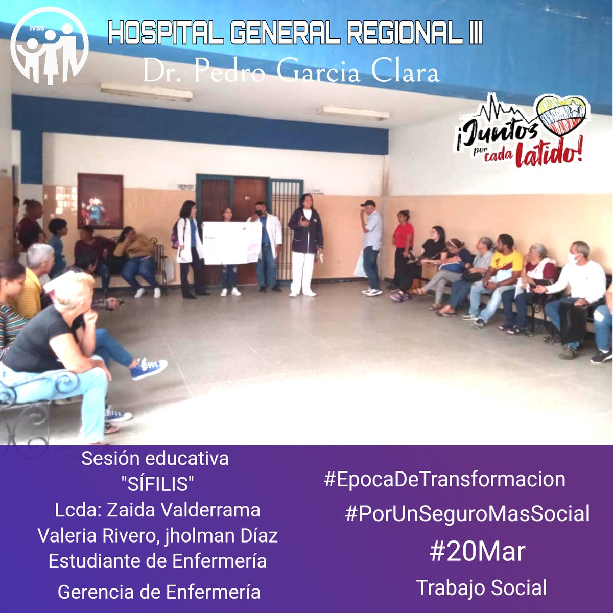 #20Mar Siguiendo Instrucciones de nuestro Presidente @NicolasMaduro y de la Ministra @MagaGutierrezV de crear conciencia y educación a cada usuaria y usuarios que nos visitan se realizan Sesiones Educativa. @Somosivss #EpocaDeTransformacion 
#PorUnSeguroMásSocial