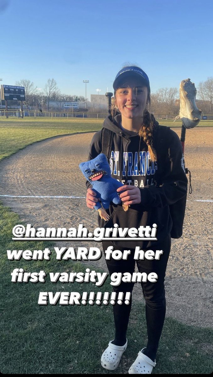 Huge W 15-0. Big hits all around. Giant HR from freshman Hannah Grivetti for her first game!