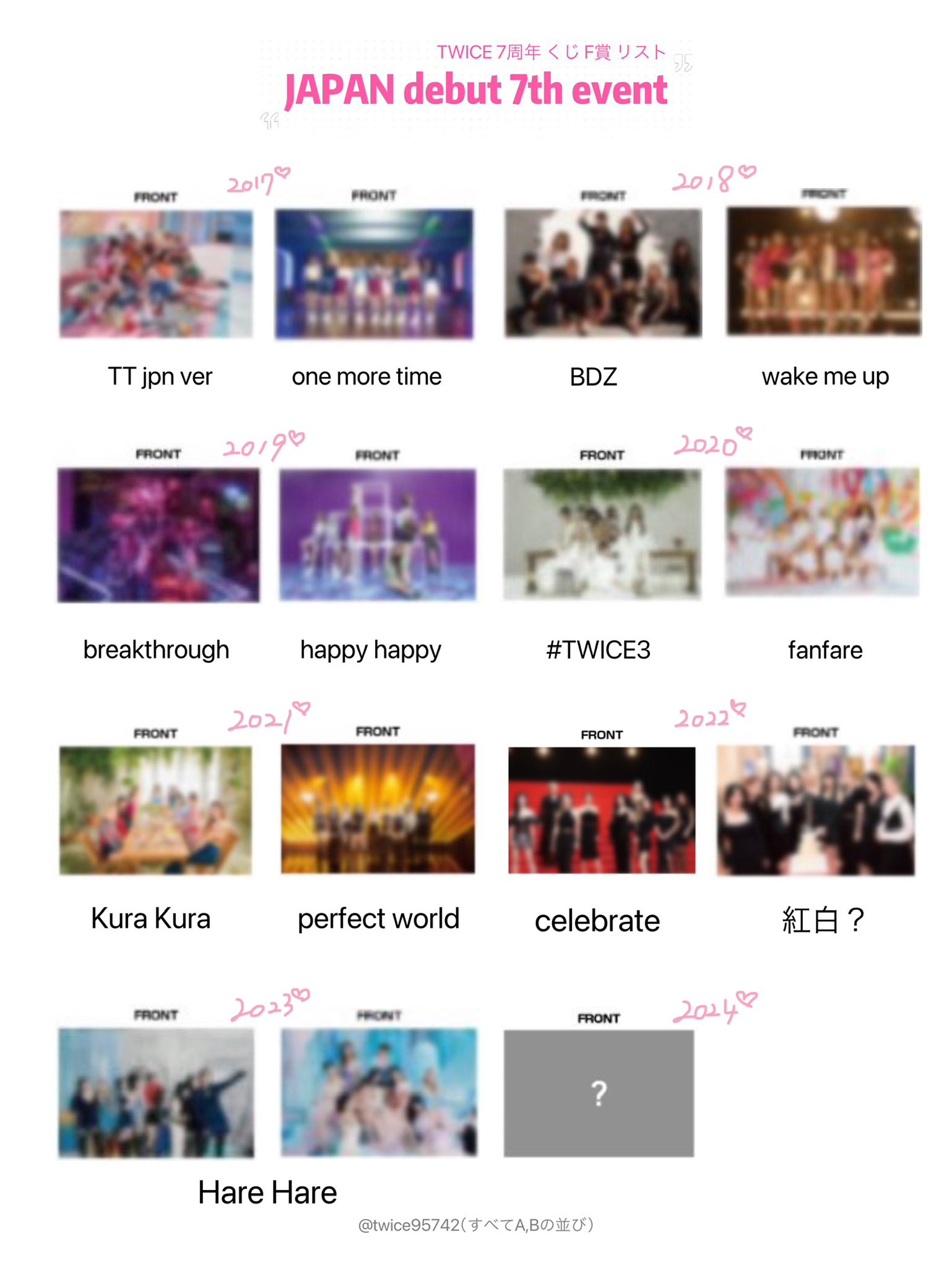 TWICE 7周年オンラインくじ 招待状風フォトカード バラ売り