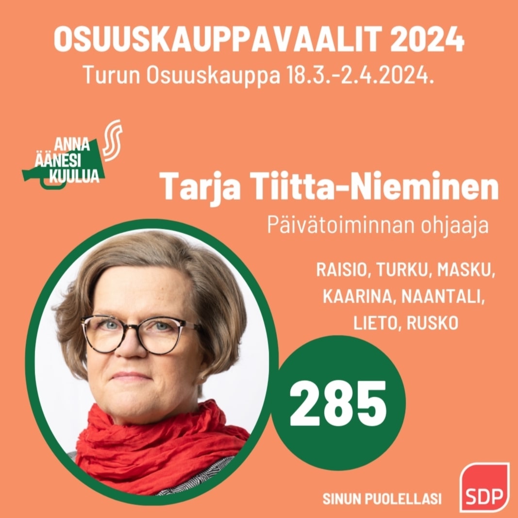TOK:n vaalit käynnissä!

Äänestä 18.3.-2.4.2024:
tok.editaprima.fi/aanestys/sessi…

"Osuuskauppa on jäsentensä omistama yritys, jonka päätöksentekoon jäsenet voivat ottaa monella tapaa osaa."