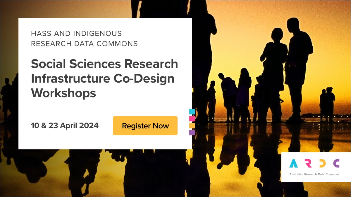 Australian Research Data Commons (ARDC) (@ardc_au) on Twitter photo Join us to co-design national infrastructure to support #socialsciences #research through the #HASS & Indigenous Research Data Commons
š 10 Apr, online + in-person w/ <a href="/AcadSocSci/">Academy of the Social Sciences in Australia</a>
+ 23 Apr, online
āļøLearn more and register ardc.edu.au/event/social-s⦠Join us to co-design national infrastructure to support #socialsciences #research through the #HASS & Indigenous Research Data Commons
š 10 Apr, online + in-person w/ <a href="/AcadSocSci/">Academy of the Social Sciences in Australia</a>
+ 23 Apr, online
āļøLearn more and register ardc.edu.au/event/social-sā¦