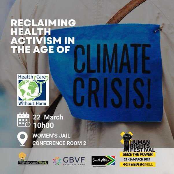 21 March today marks human rights day in South Africa. We are offering an interactive workshop at the Human Rights Festival on reclaiming health activism in the age of the climate crisis. Open to the public and other CSOs.