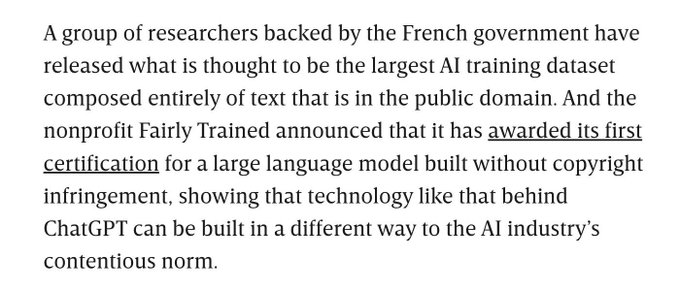 Here&rsquo;s Proof You Can Train an AI Model Without Slurping Copyrighted Content https://t.co/NvGkGWfFpC https://t