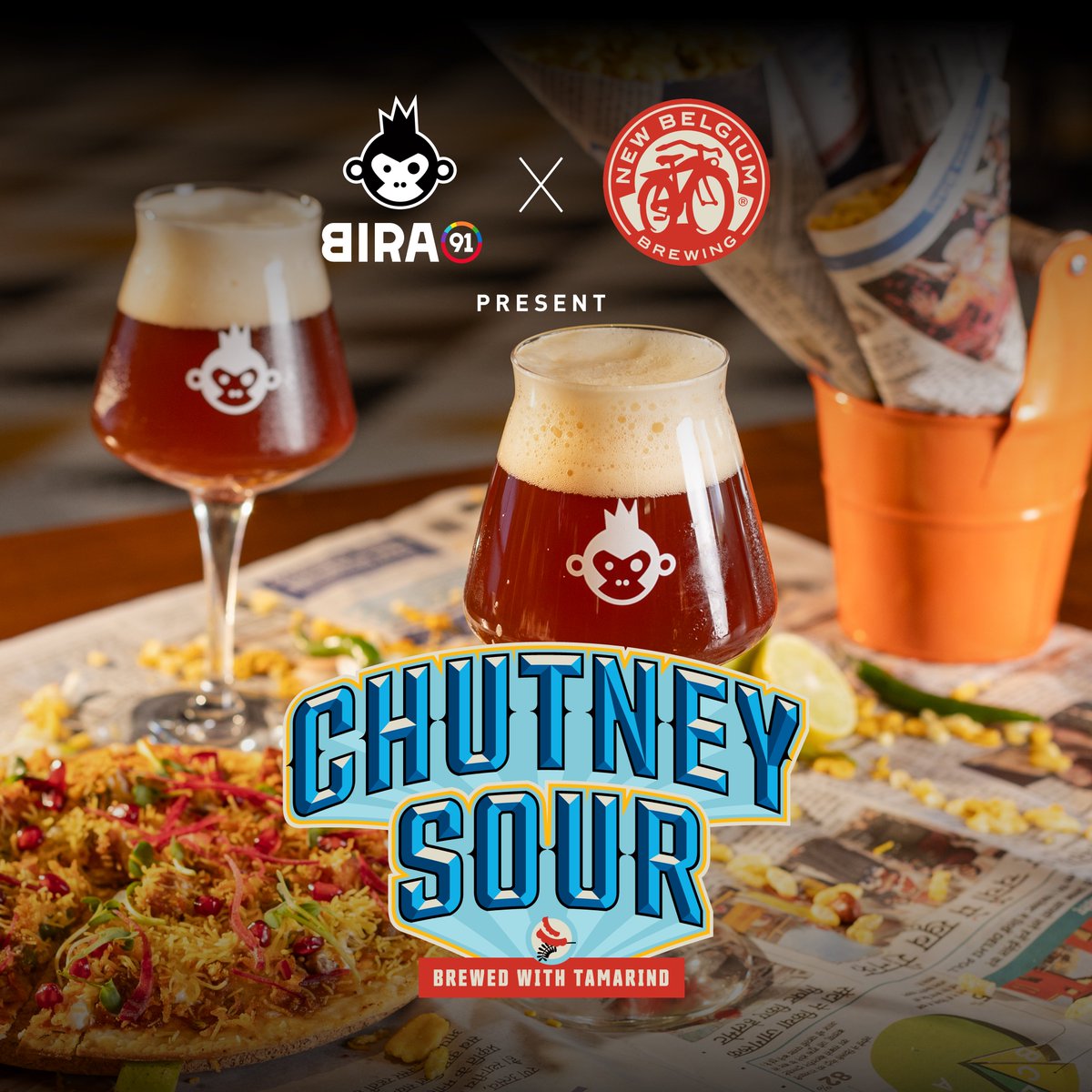 Introducing the Chutney Sour, a limited-edition sour ale that explodes with the vibrant soul of Indian street food. We took the classic Belgian-style Dubbel, @newbelgium’s specialty, and infused it with tangy tamarind, the heart of any good chutney.