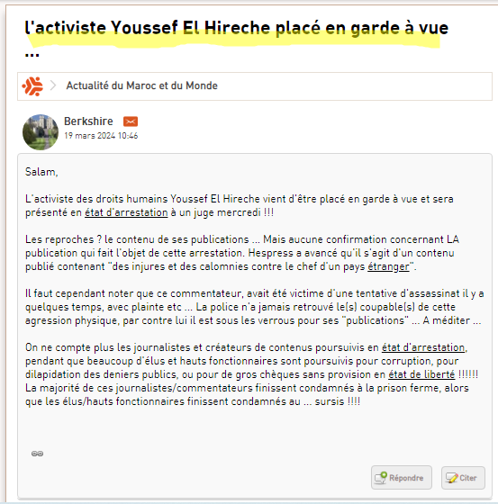 kaddiddo02's tweet photo. l'activiste Youssef El Hireche🇲🇦 placé en garde à vue
#HumanRights @khaleddrareni #FreeYoussef 
https://t.co/PoVDqoMSTZ https://t.co/Td4px7mHea