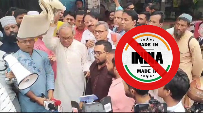 Throwing his Indian shawl away, the main opposition @bdbnp78 leader, Ruhul Kabir Rizvi, expressed solidarity with the social media campaign for #BoycottIndianProducts on Wednesday. At the press conference, Rizvi claimed that @albd1971 did not seek the mandate of the Bangladeshi