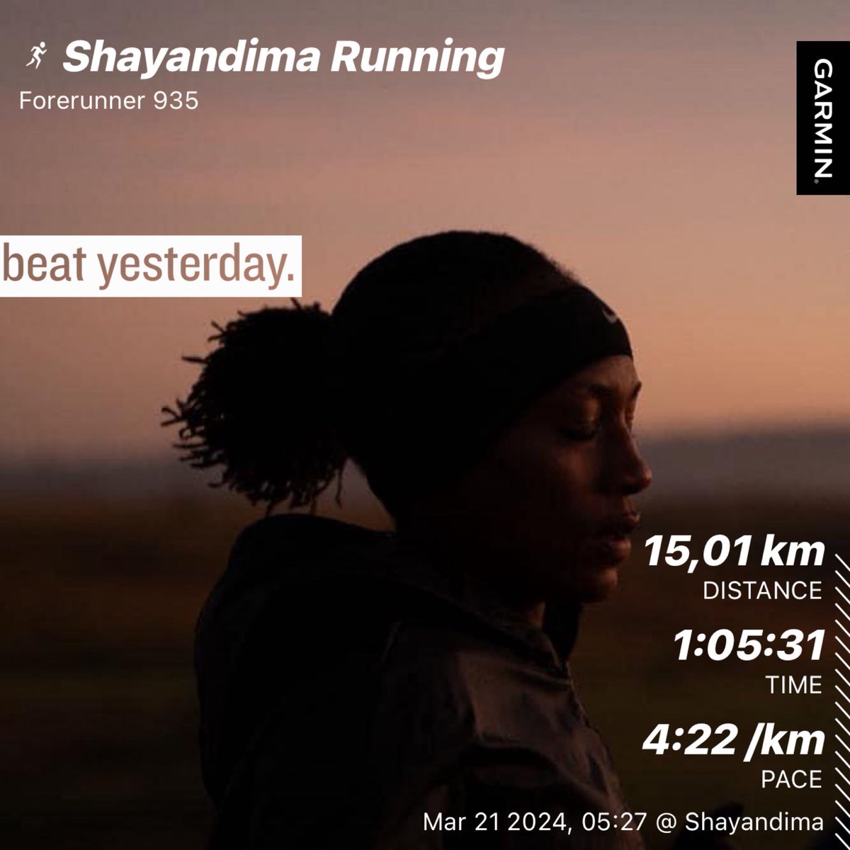 #beatyesterday #garmin Human Rights Day Quality Run. We begin again.#RunRestRepeat #IAmAnAthleteFirst #RunningWhileBlack #RunningWithTumiSole #IPaintedMyRun #RunningWhileBlack #SiyasebenzaAsidlali #BonaSenzani