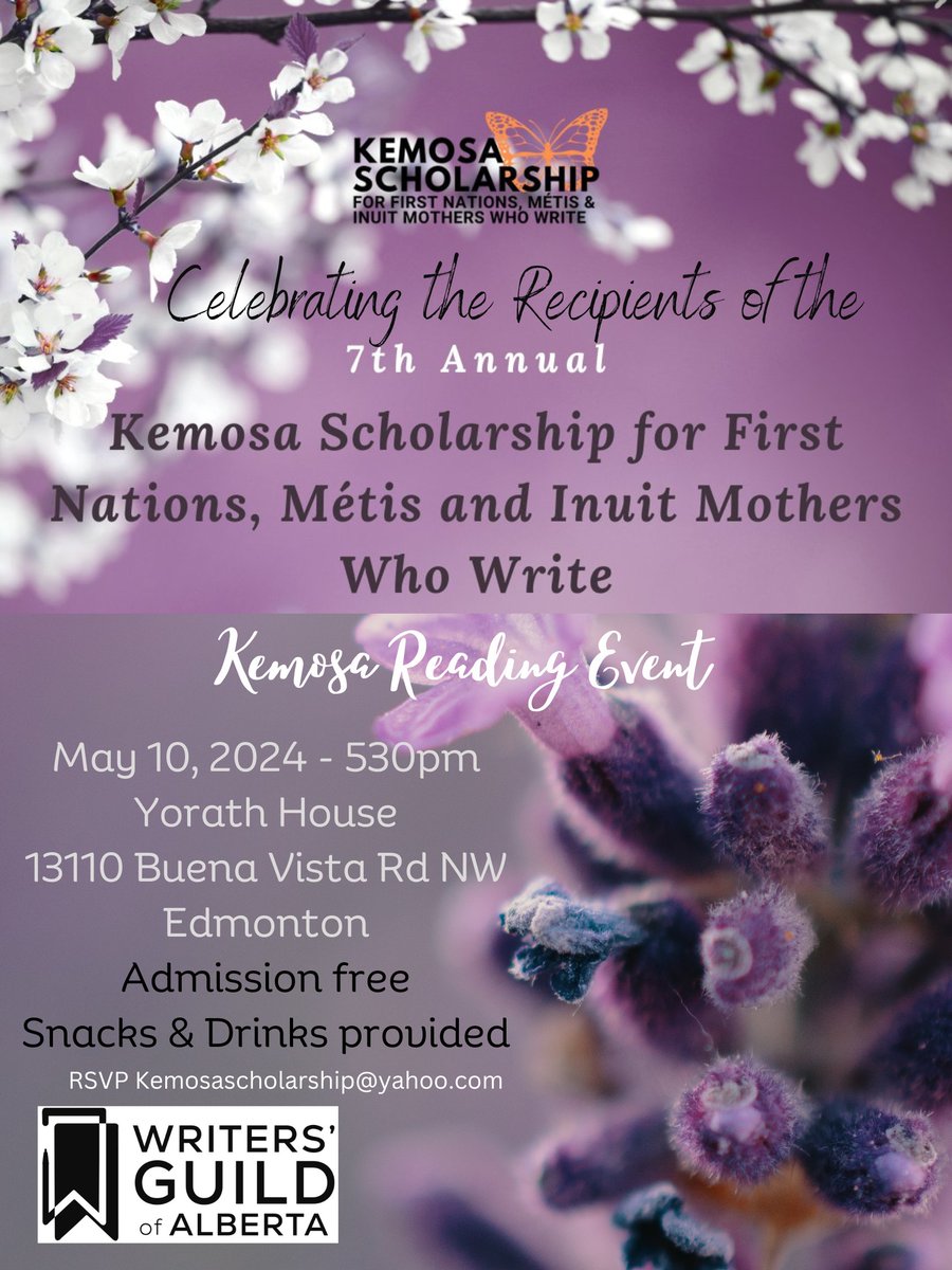 Looking forward to celebrating the recipients of the 7th Annual #KemosaScholarship for First Nations, Metis and Inuit Mothers Who Write. Join us May 10th at #YorathHouse to hear the stories of these incredible women. <a href="/WritersGuildAB/">Writers'GuildAlberta</a> @richardvancamp