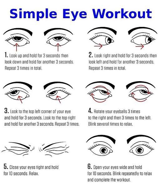 High screen time , killing your eyes ? These exercises 2 times a day showed in the picture. Wash the eyes with clean cold water 2 times a day Artificial tears during dry days once a day . Take 5 mins break after every 40 mins during work and walk away from the desy under…