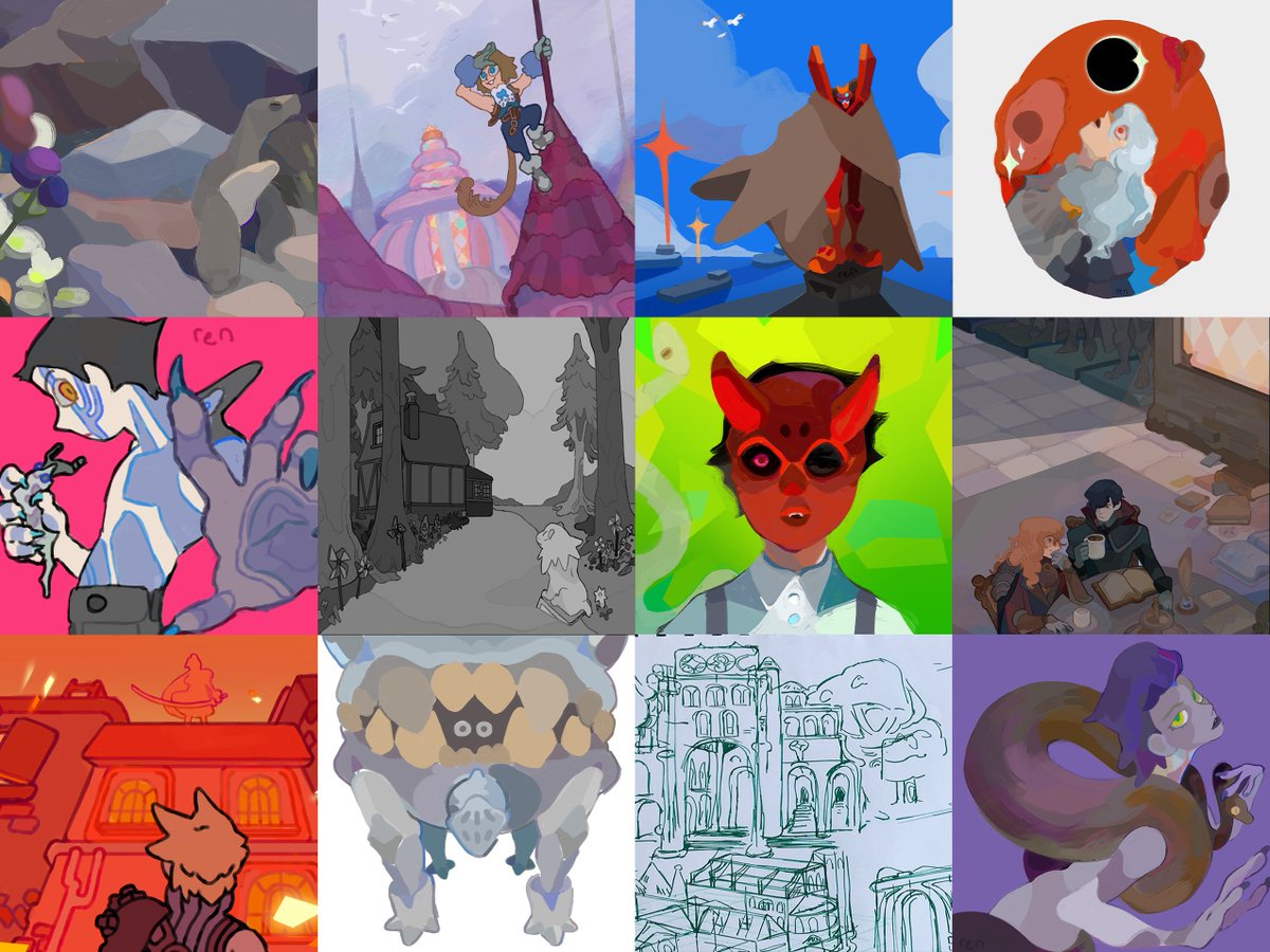 cursivepractice's tweet image. i&apos;m ren. i like to design creatures and places but right now i mostly just paint fanart. ty
