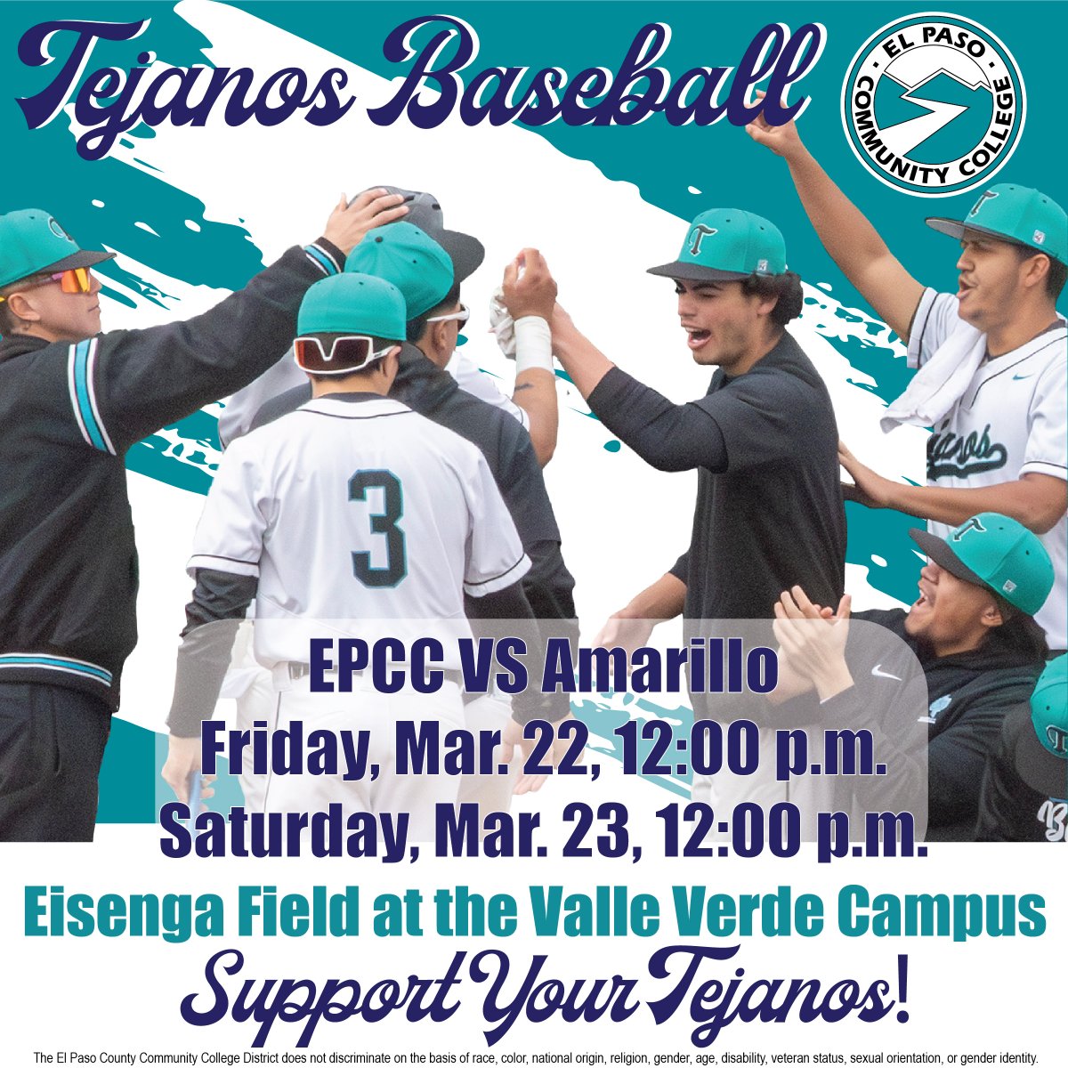 Come out and support your Tejanos this Friday and Saturday! Games will be streamed live at TSBNSPORTS.com #EPCCpride