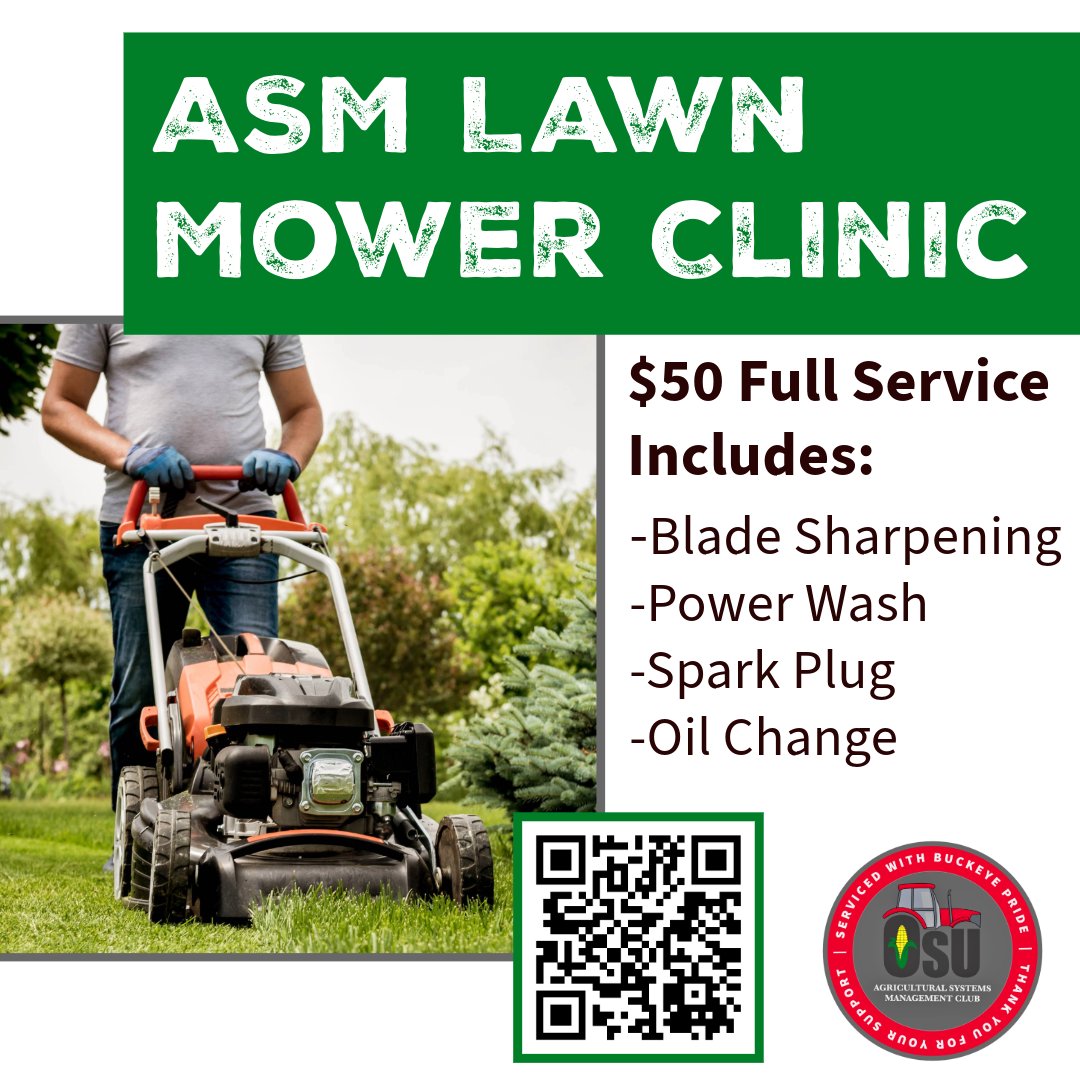 It's almost time for the ASM Lawn Mower Clinic! Check out the QR code above to get more information on dropping off lawn mowers.