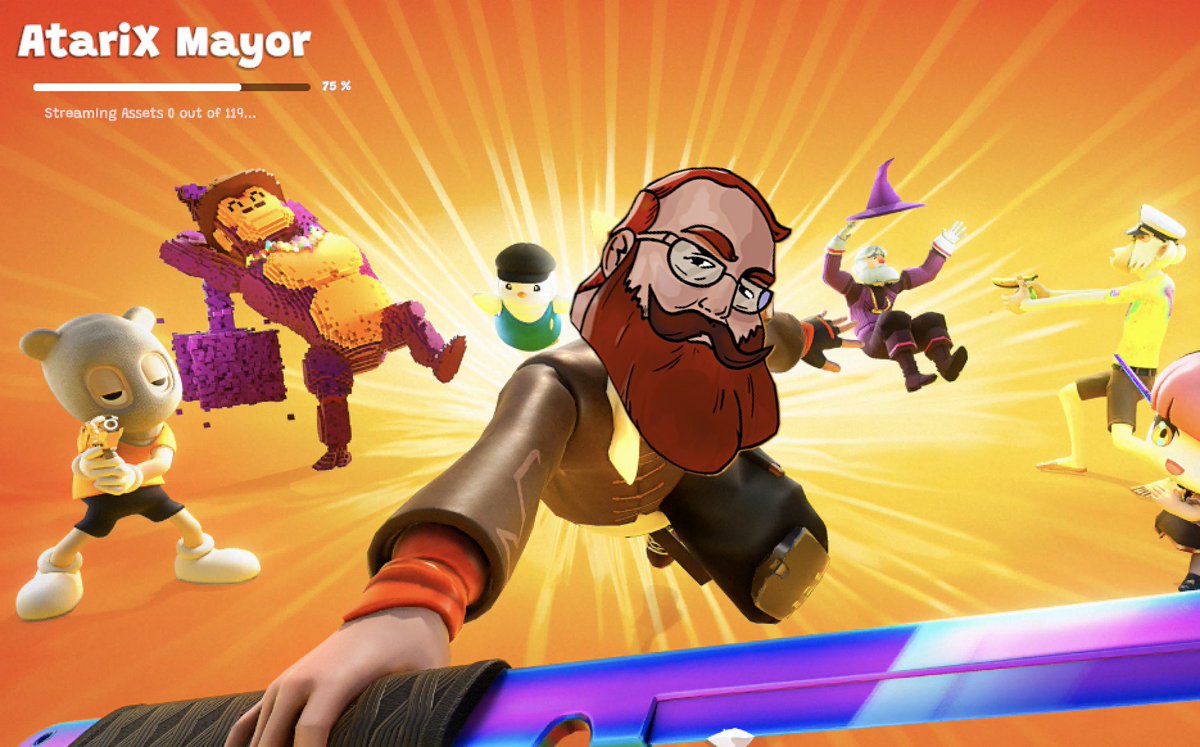 AtariX's tweet image. It’s an Atari X community takeover as the legendary Mayor @brianchilders hosts our Nifty Island meet-up shortly.

Join us on the “AtariX Mayor” island for a prize deathmatch.

Starts at 10pm ET (2am UTC)

An Atari t-shirt for the first player to 50 kills in the prize event.