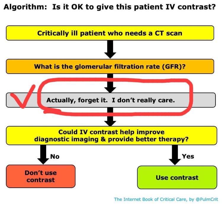 Contrast associated nephropathy is a myth, forget it, especially in cases of emergency. emcrit.org/ibcc/contrast/