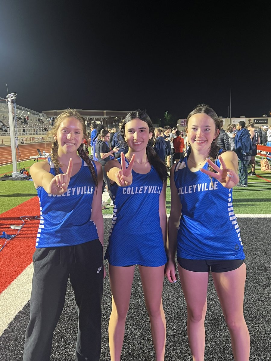 Congratulations to these three girls for finishing 1st, 2nd and 3rd for the 200 Meter for the GCISD Meet! <a href="/LyColtAthletics/">Lady Colt Athletics</a> <a href="/CmsColts/">Colleyville Middle School</a>