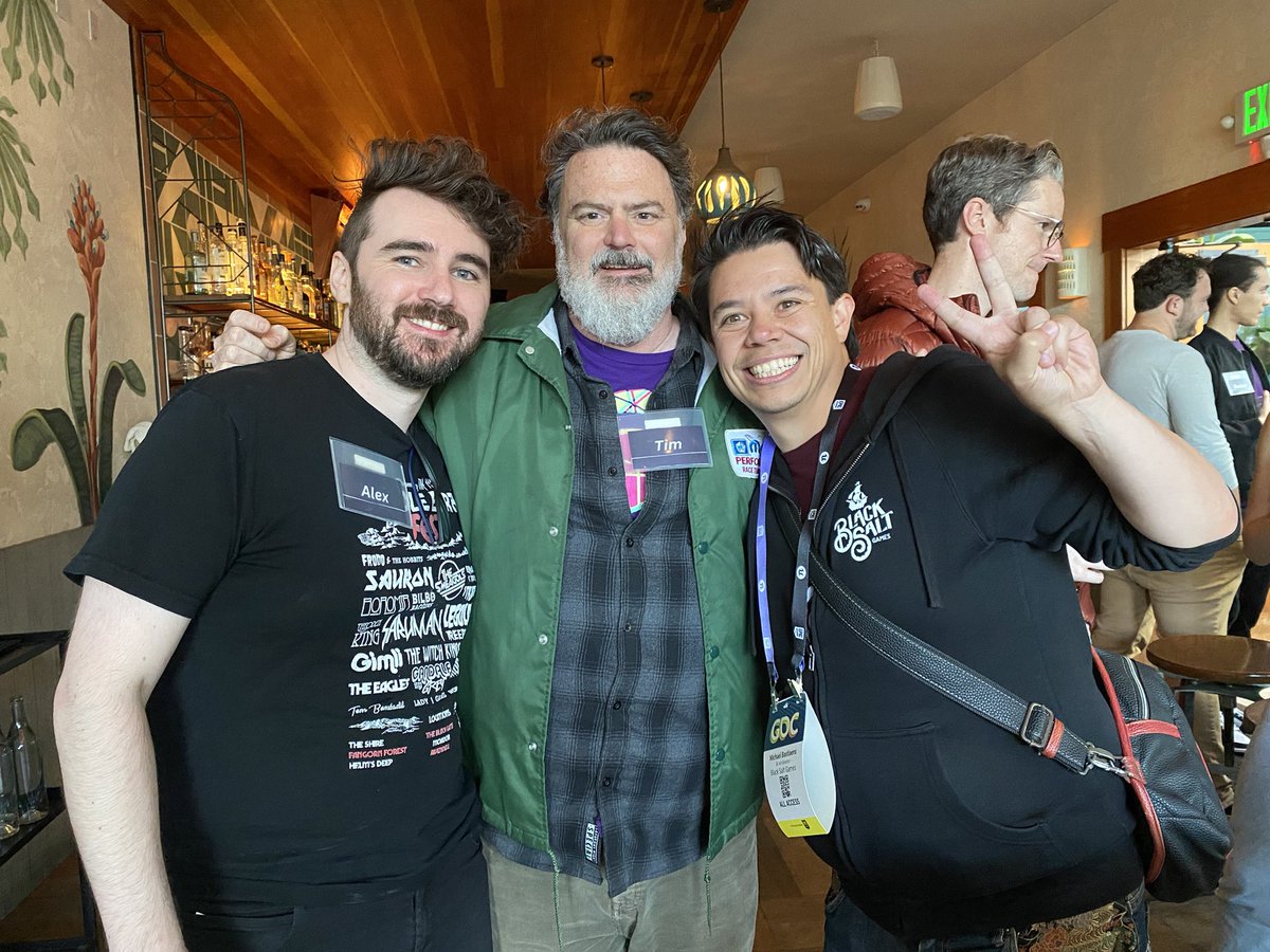 The best thing that happens at GDC is meeting the people who made your favorite game. This year I got to meet @bsg_michael and @bsg_alex who were lovely folks, but also helped make one of my favorite games of last year, Dredge!