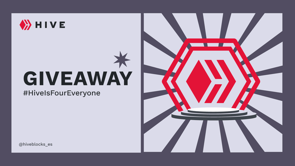 #GiveAway celebrando el aniversario de #HIVE 🎊

100 $HIVE a repartir.

🤔¿Qué hacer? 

👉Dar RT a este post
👉Comenta ¿Cómo vives el aniversario? 

👋Con una fotografía o un comentario, usa el tag #HiveIsFourEveryone 

⌛️4 Ganadores, 24 horas para participar, ganadores elegidos