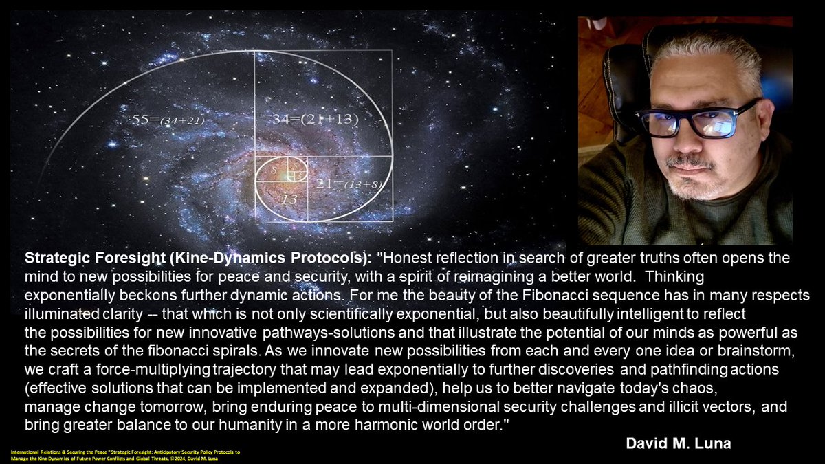 Strategic Foresight (Kine-Dynamics Protocols): 'Honest reflection in search of greater truths often opens the mind to new possibilities for peace and security, with a spirit of reimagining a better world.' #fibonacci #nationalsecurity #peace #homelandsecurity #strategicforesight