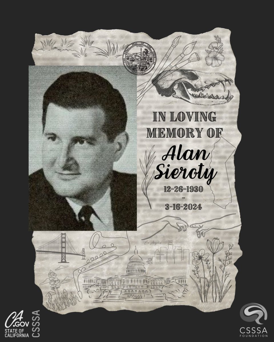 RealCSSSA's tweet photo. It is with heavy hearts that we share the news of the passing of Alan Sieroty, a true champion of arts education and a founding figure of our beloved California State Summer School for the Arts. 🖤

#AlanSieroty #CSSSA #ArtsEducation #Legacy #SocialJustice #InMemoriam 🖼 https://t.co/gU9ilvxuZF
