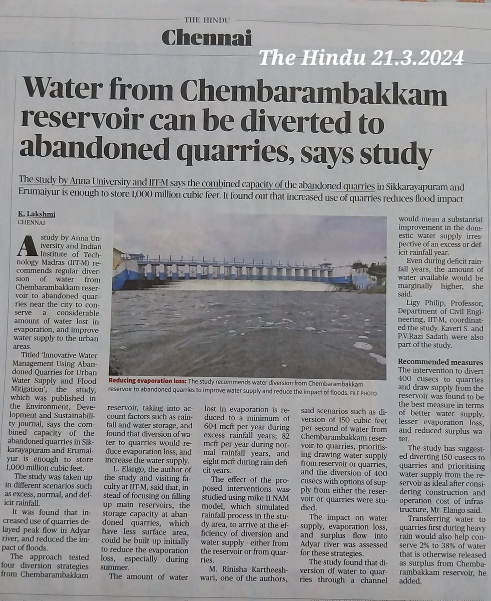 Water from Chembarambakkam reservoir