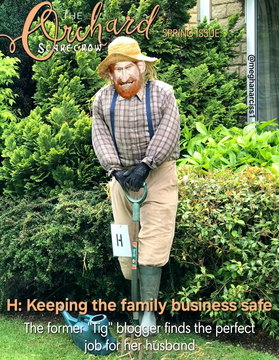 Meghanarciss1's tweet photo. #MeghansHusband #PerfectJob #Scarecrow #HarryMarkle #SpringIssue #Parody https://t.co/E2Fg7nJNq0