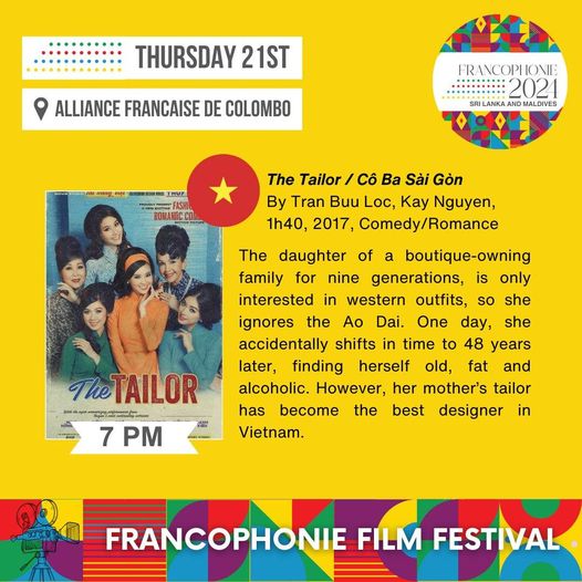 FranceinColombo's tweet photo. 📢🎊 🎥🎬Opening film of the #FrancophonieFilmFestival 2024 :  
Vietnamese movie 𝙏𝙝𝙚 𝙏𝙖𝙞𝙡𝙤𝙧 (Tran Buu Loc, Kay Nguyen, 2017).
🗓️: Today, March 21  
⏱️: 7.00 pm
📍Alliance Française de Colombo, 11, Barnes Place, Colombo 7. 
Subtitled in English, Entrance Free 
#films https://t.co/h0QYMKCjCI