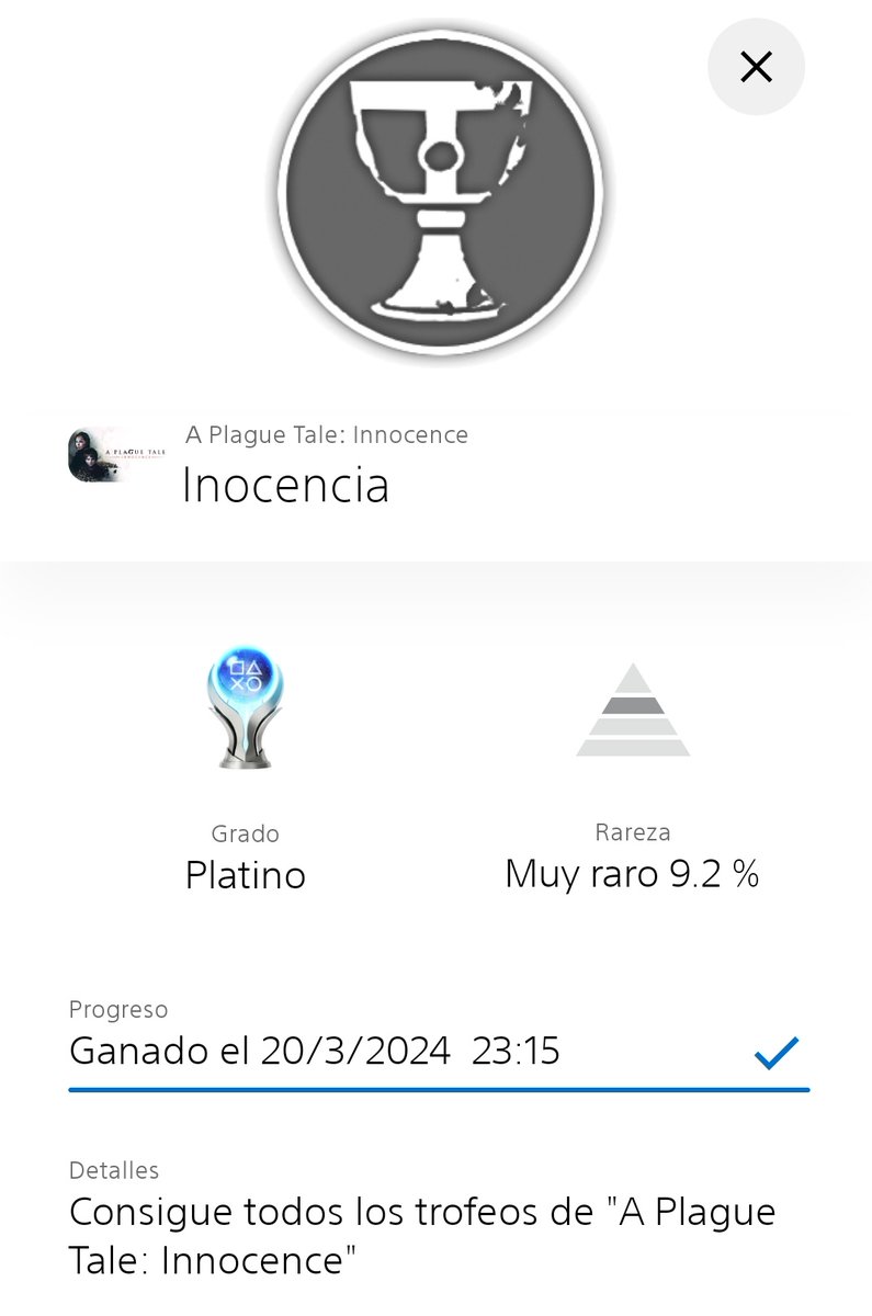 TangananicaGam1's tweet image. Platino N° 133
A plage tale: Innocence
#SomosGamers🎮  #NuncaNosVanACambiarams😉 #TrophyHunter🏆 #PS4 #TrofeoDePlatino🏆 #DarkGamer1981