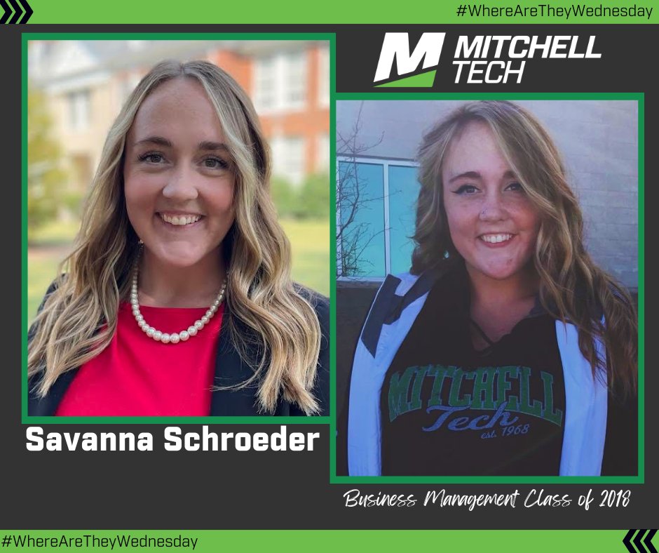Savanna Schroeder (#MTCBusinessMgmt ’18) credits her #MitchellTech experience with turning her academic struggles into a law degree. She graduated law school in 2023, recently took the Florida bar exam and is a legal trainee in Daytona Beach. #BeTheBest #WhereAreTheyWednesday