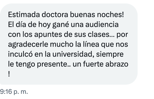 paulinaaraujog's tweet photo. Los mensajes que alegran siempre el alma docente.
Verlos triunfar, éticamente, respetando la profesión y rockeando en Derecho Penal, mi dicha. Por ustedes cada día tiene y tendrá sentido.
#MisEstudiantes 
#MiVida https://t.co/DVSAPYrvz0