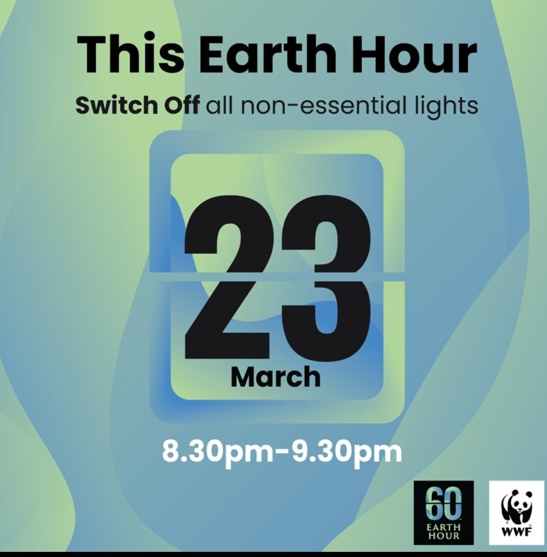 #EarthHour is one of the largest grassroot level movements where individuals, communities, Govt. and others voluntarily come together to switch off their non essential lights for 1 hr every year. This year as well, please switch off your lights and give one hour for Earth.