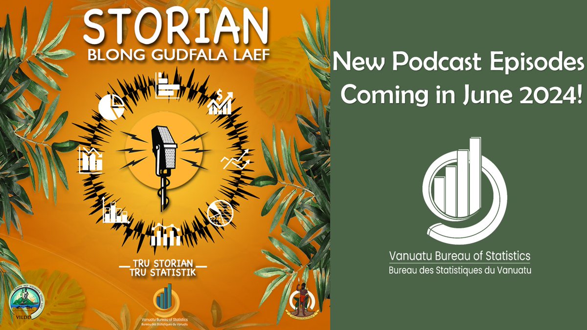 VBoS_STATS's tweet photo. Listen to all 25 episodes of the podcast series "Storian blong Gudfala Laef" published to date at https://t.co/52YqnSOAGF and stay tuned for the final 5 episodes to be released starting in June #TruStori #TruStatistik https://t.co/CHgNcO99a1