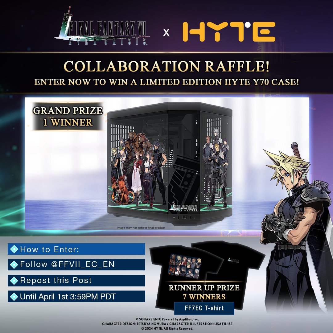 FINAL FANTASY VII EVER CRISIS X #HYTE #FF7EC celebrates 6-months since launch & the @SquareEnix Steam Sale with a giveaway! Follow @FFVII_EC_EN & repost for a chance to win an exclusive FF7EC @hytebrand Case! Entry until April 1 PDT. Official Rules: sqex.link/762c00