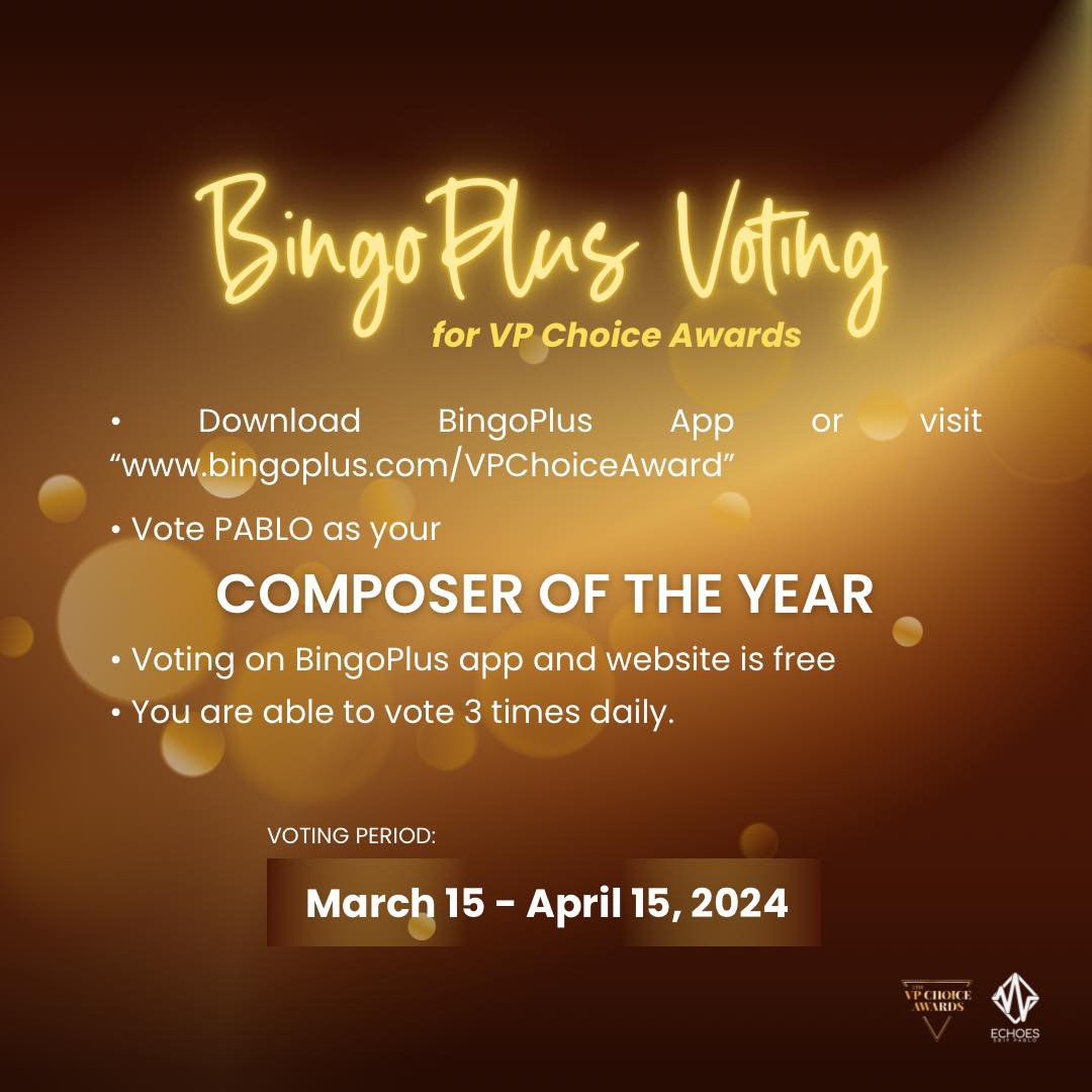 To secure that spot, we can also vote through the BingoPlus App or Website, bingoplus.com/VPChoiceAward and follow the guidelines below. 

**Voting for free is highly encouraged. VOTE NOW!**

@imszmc #PABLO
#SB19_PABLO #VPCA2024