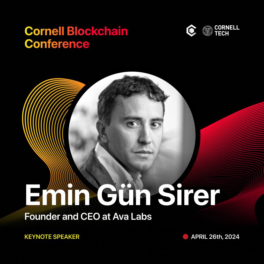 We’re thrilled to announce that @el33th4xor (founder & CEO of @AvaLabs) will be joining Cornell Blockchain Conference 2024 as a Keynote Speaker! We can't wait to hear from the creator of the revolutionary #AVAX protocol about the future of blockchain. 🎟️ Tickets:…