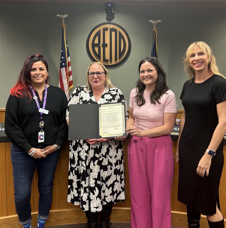 Council proclaimed March 2024 as Women’s History Month & recognize the exceptional accomplishments of women in our community & commit to advancing & supporting women’s health, safety, & full equality. 📸Liliana Cabrera, Joanna Dennis-Cook, Maren Hamilton & Mayor Pro Tem Perkins.