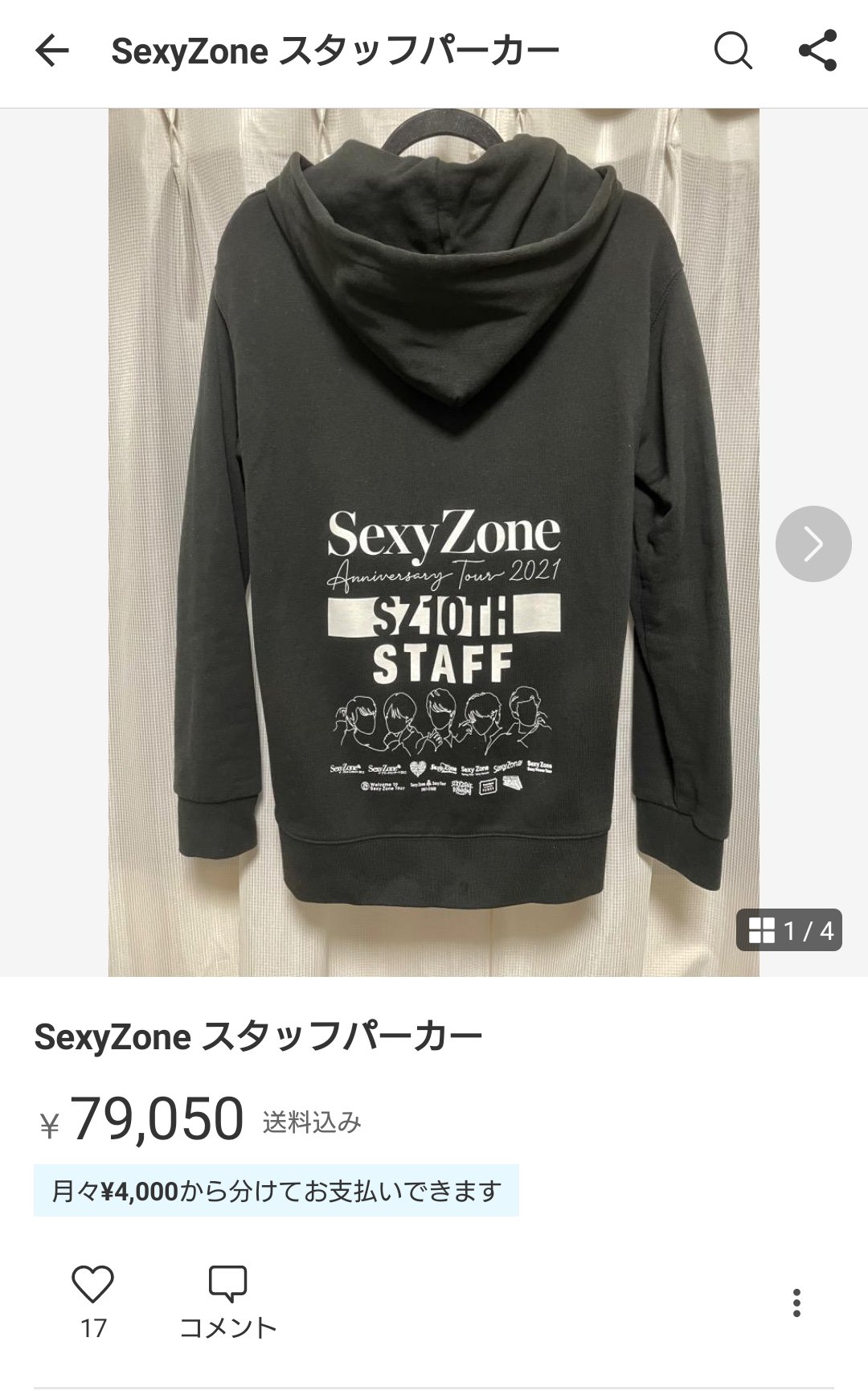 SexyZone スタッフパーカー（非売品）4XL SexyZone スタッフパーカー（非売品）4XL SexyZone スタッフパーカー