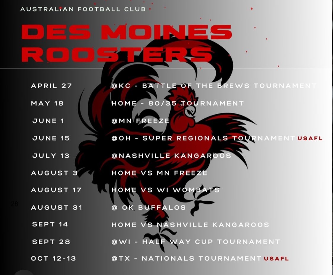 DMRoostersfooty's tweet photo. Hello roosters nation!! We are proud to announce our fixture for this season we hope to to have another fantastic season of footy!! #DMARFC #Roosterfooty https://t.co/XgeqCrEMsr