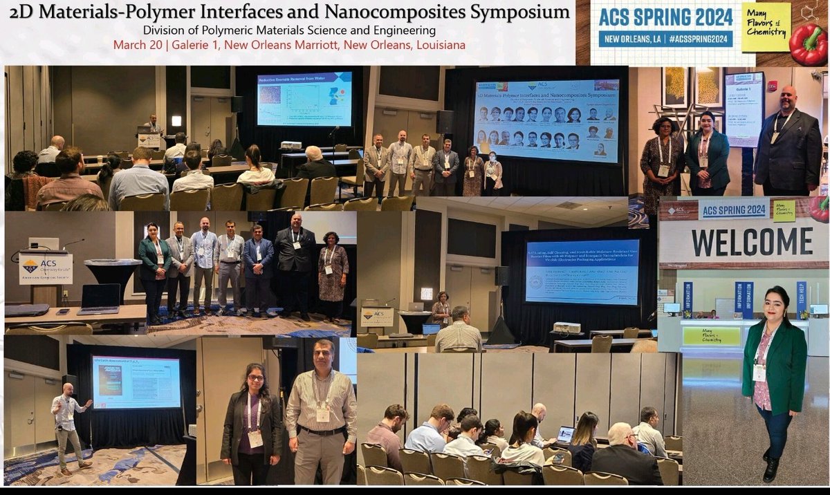 Day 4 of #acsspring2024's 2D Materials-Polymer Interfaces and Nanocomposites Symposium. Gratitude to co-organizers and PMSE team for their invaluable support. Thanks to all #attendees for making this symposium a resounding success! #2dmaterials @AmerChemSociety @2dMxenes