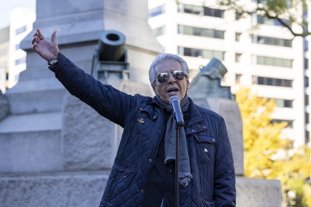 Iranian singer Faramarz Aslani attends a rally and march for Mahsa (Zhina) Amini, the young woman who died in custody of Iran's morality police, in solidarity with those who continue to protest Islamic rule in Iran. The protests that continue into their seventh week pose the