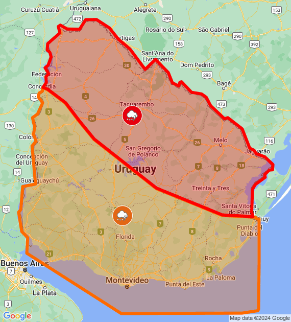 Inumet_'s tweet photo. Alerta roja por Tormentas fuertes y severas
Alerta naranja por Tormentas fuertes y lluvias intensas
Se actualizará a las 03:00 o ante cambios significativos

Más info: https://t.co/zY2u8OFmLu https://t.co/x7ogcXDe4h