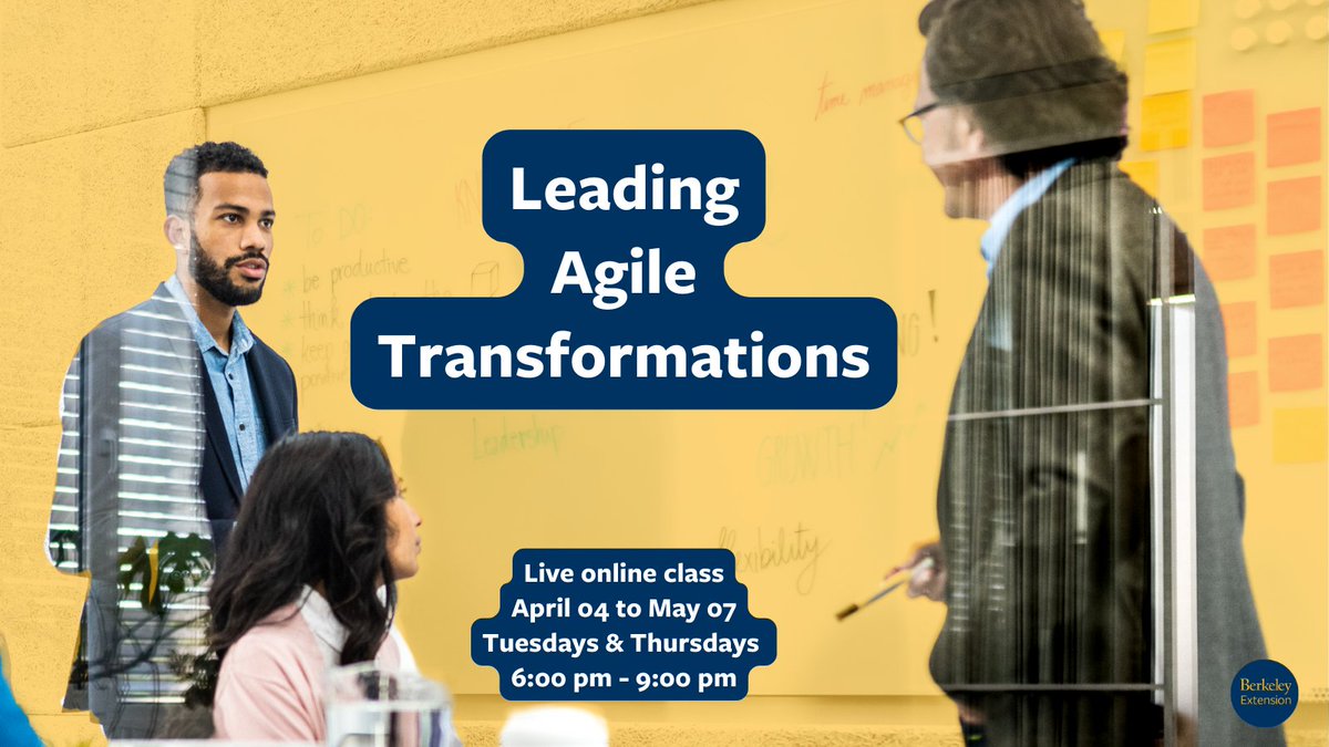 UCBerkeleyExt's tweet image. Elevate your project management skills with Leading Agile Transformations! Dive deep into Agile methodologies, master the art of adaptation and foster a culture of continuous improvement. Enroll here: bit.ly/4cmV3uB #AgileProjectManagement #ClassSpotlight