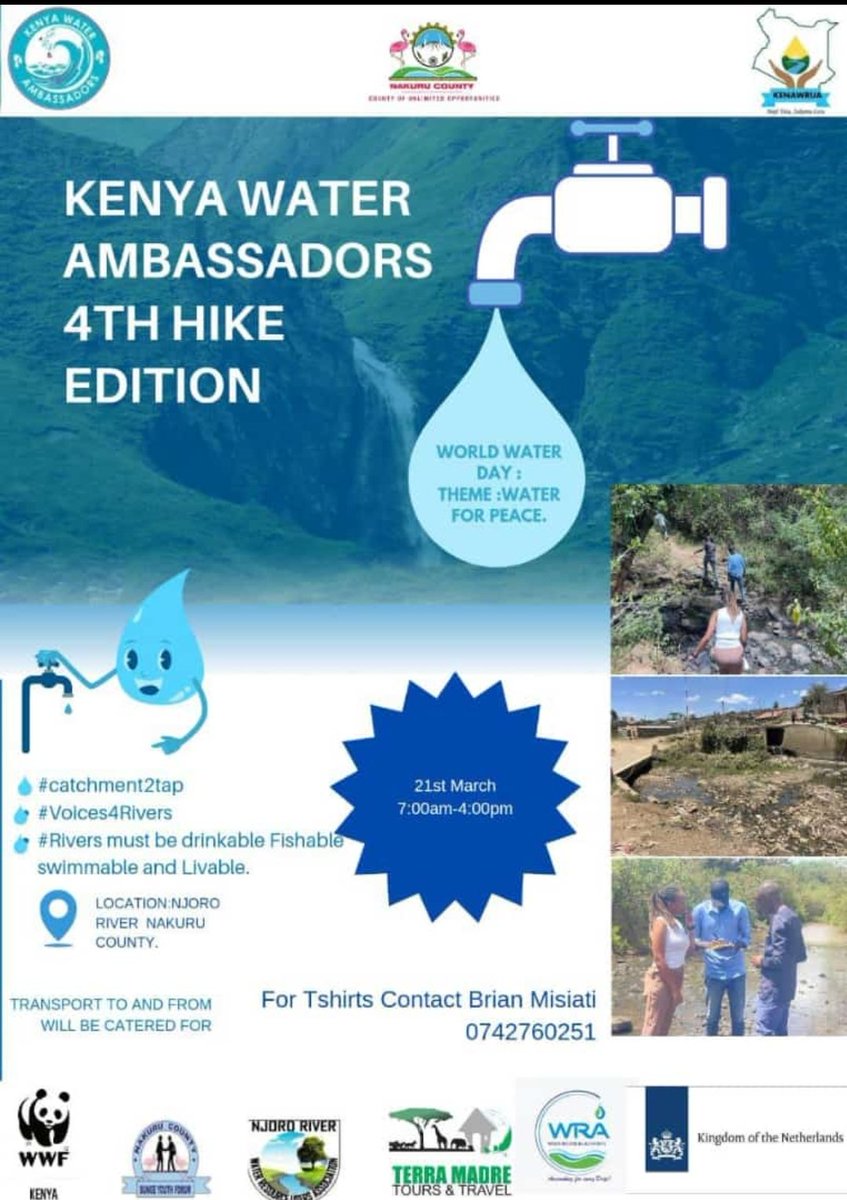 Joining the @Kenya_WaterAmb #JourneyofWater 4th Hike along the Njoro River today in preparation for #worldwaterday2024 celebrations tomorrow. Don't forget to commemorate the #InternationalDayofForests by planting a tree or two today 🌳 #Voices4Rivers #Catchment2Tap