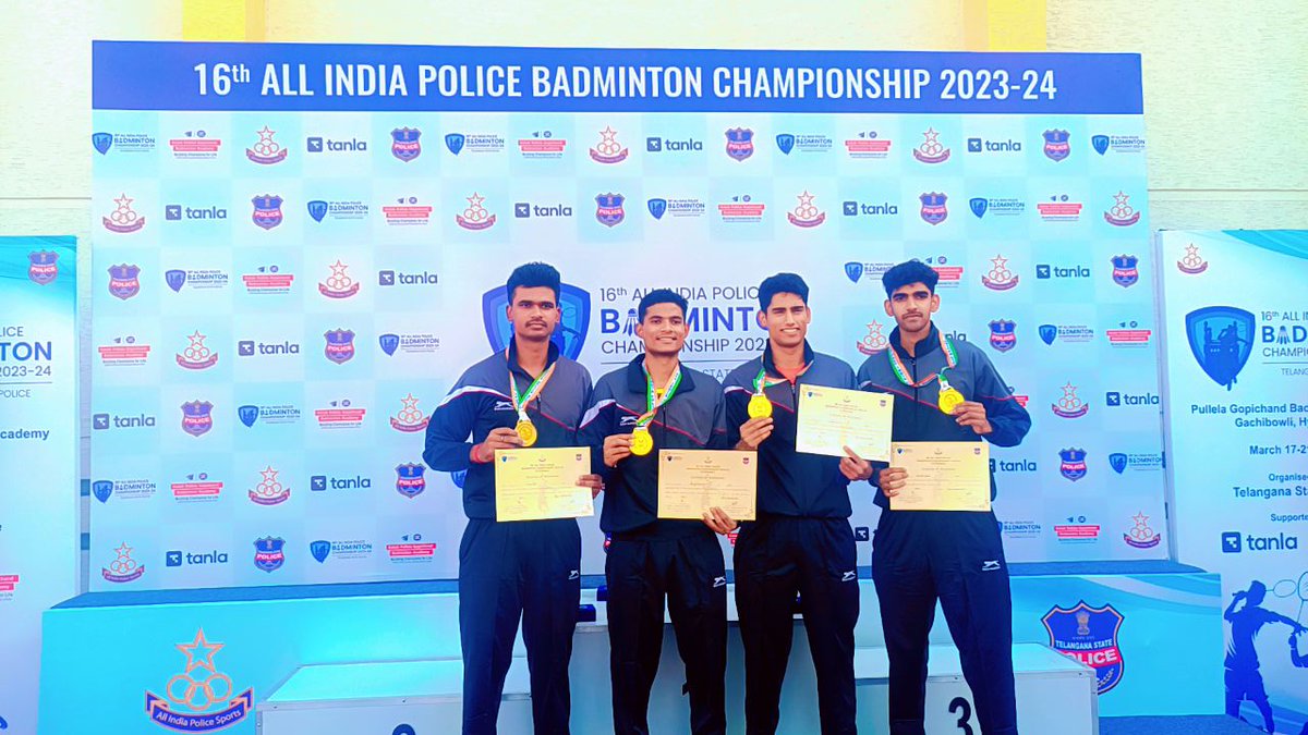 Congratulations to the #CRPF Central Badminton Team for securing the Gold with a 2-0 victory over Mizoram in the final of the 16th All India Police Badminton Championship held from March 17th to 22nd, 2024, organized by Telangana Police in Hyderabad.🥇🏸 @crpfindia