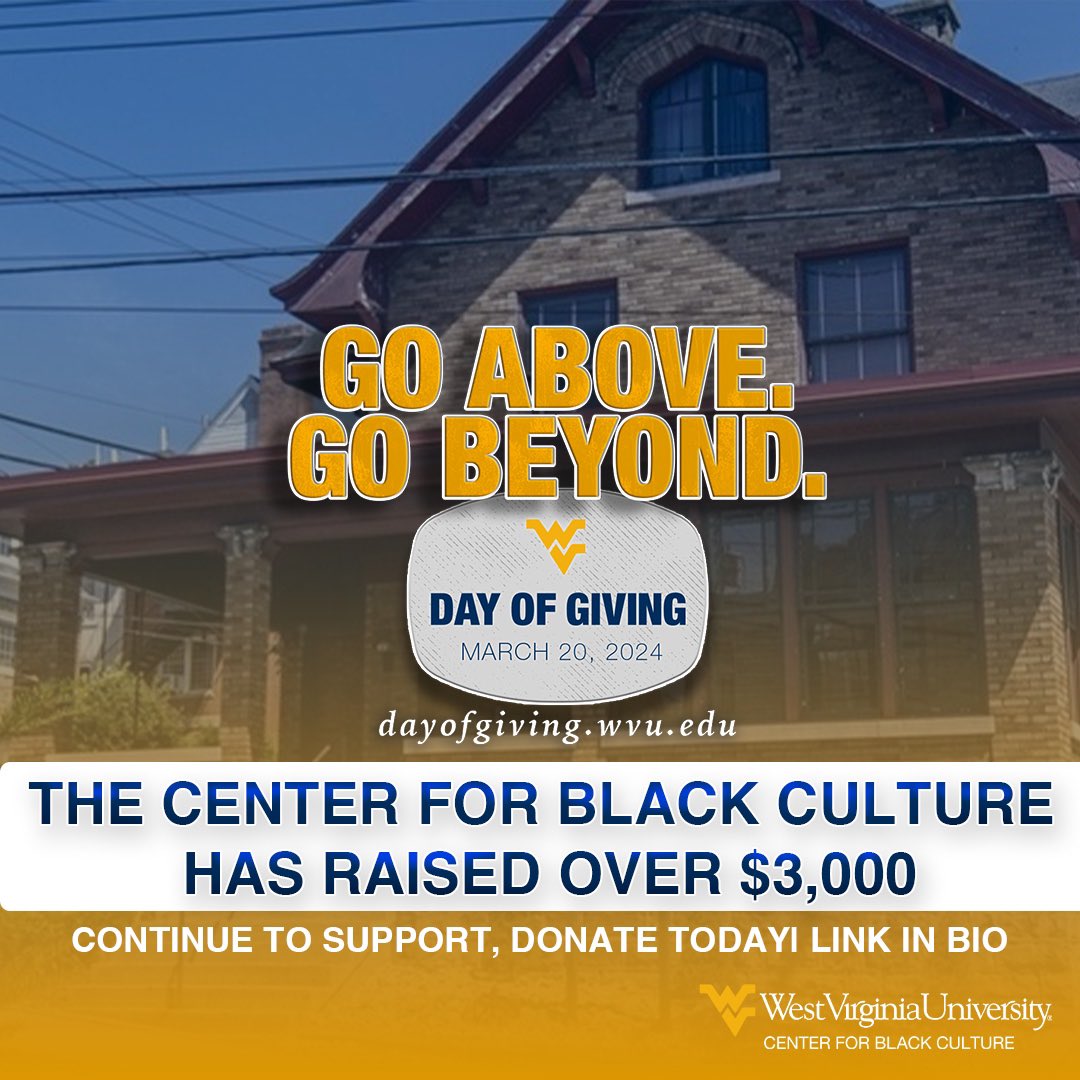 The day is almost over, however you can still keep donating, we are making a real change here! #WVUdayofgiving #ThisistheCenter💙💛