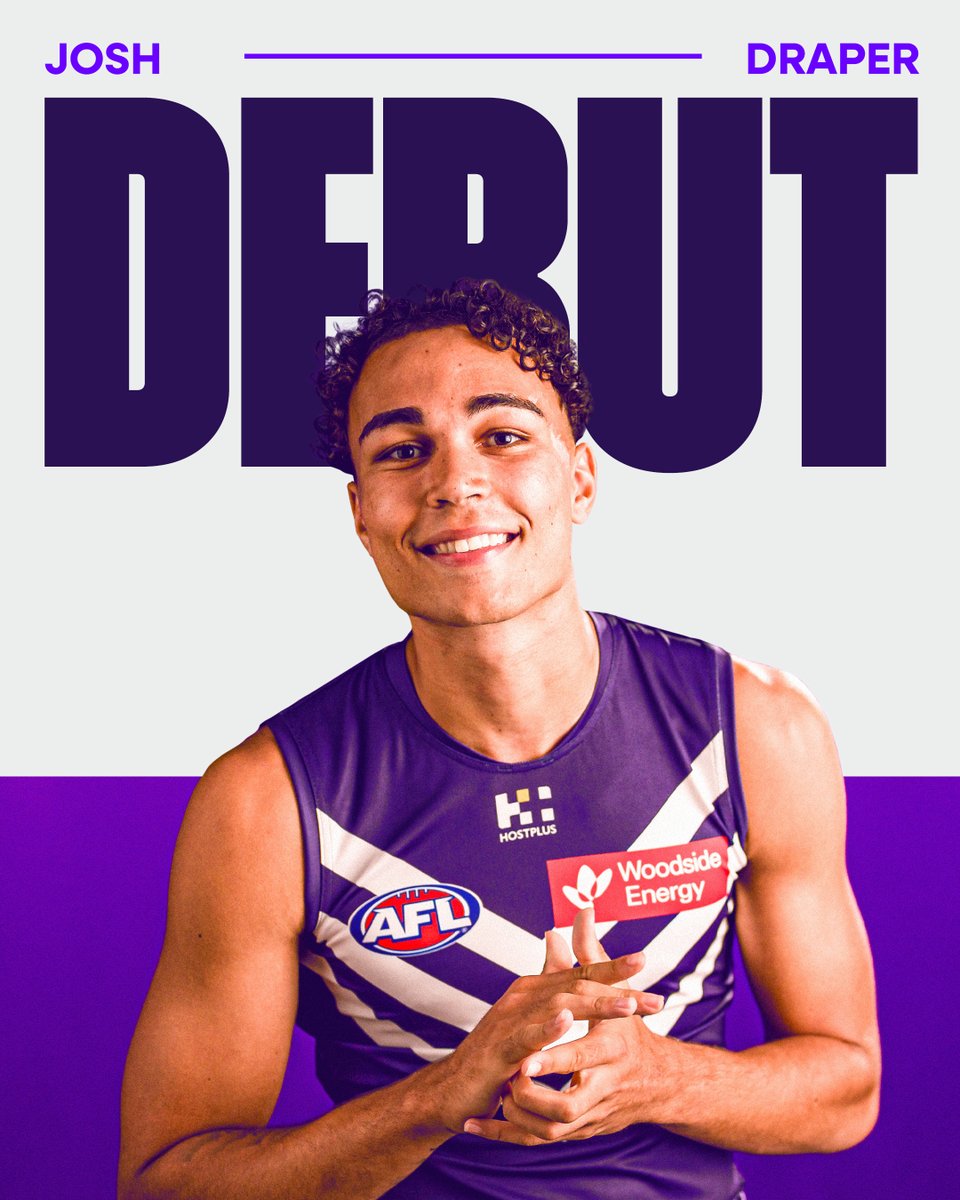 Welcome to the AFL, Josh Draper! 💜 The young key defender will make his debut this weekend against North Melbourne. #foreverfreo